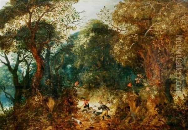 Everzwijnjacht Oil Painting - Abraham Govaerts