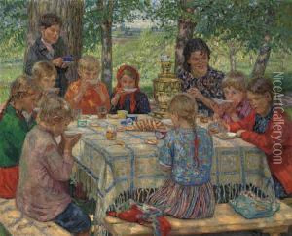 The Teacher's Name Day Oil Painting - Nikolai Petrovich Bogdanov-Belsky