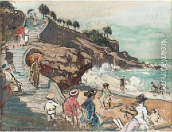 Biarritz: Stairway To The Beach Oil Painting - William Samuel Horton