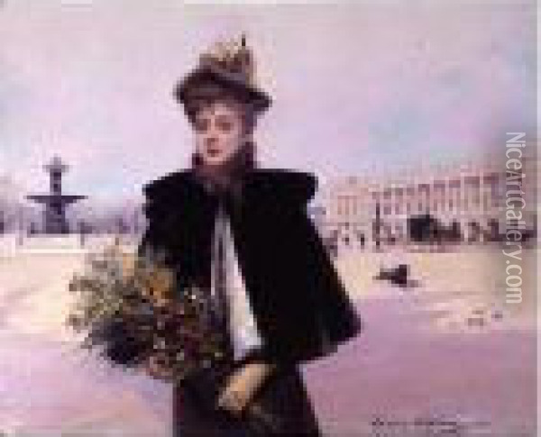 April Morning, Place De La Concorde Oil Painting - Louise Abbema