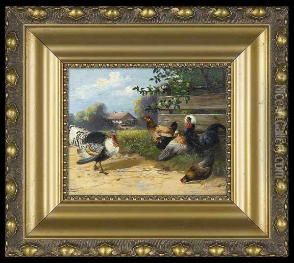 In The Backyard. Turkey Oil Painting - Alfred Schonian
