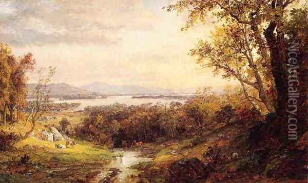View of the Hudson I Oil Painting - Jasper Francis Cropsey
