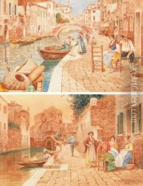 Scorcio Di Vita Veneziana Oil Painting - Antonio Paoletti