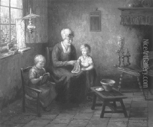 Mother's Happiness Oil Painting - Hendricus Anthonius Dievenbach