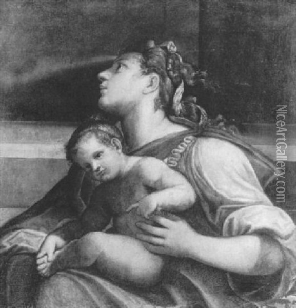 A Mother And Child Oil Painting - Mattia Preti