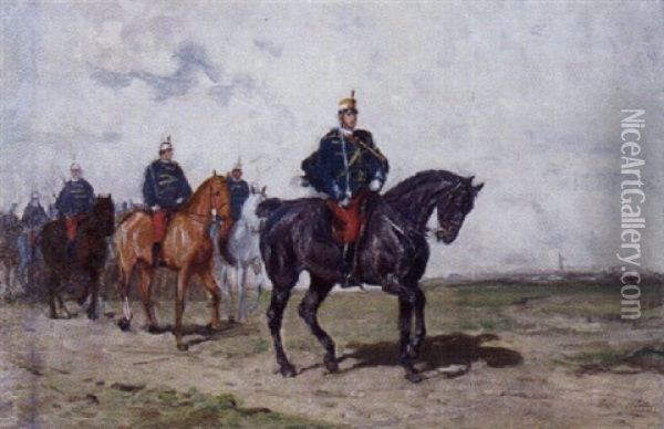 Osterreich-ungarische Husaren In Weiter Landschaft Oil Painting - Julius von Blaas