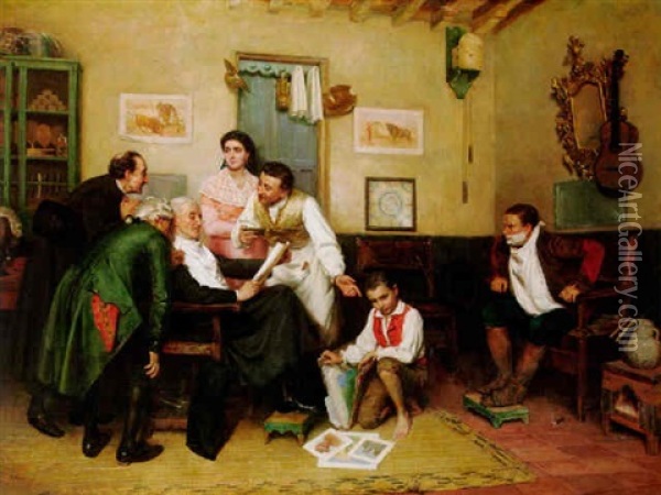The Barber's Prodigy Oil Painting - John Bagnold Burgess