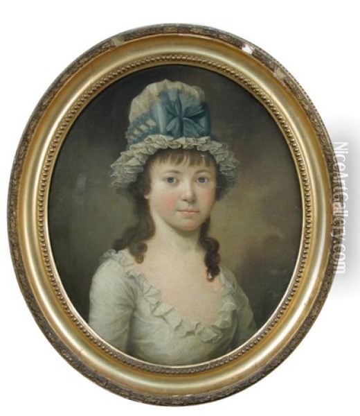 Nathan Theodore Fielding (british, 1747 - Circa 1814) Portrait Of Miss Harriet Prestian Oil Painting - Nathan Theodore Fielding
