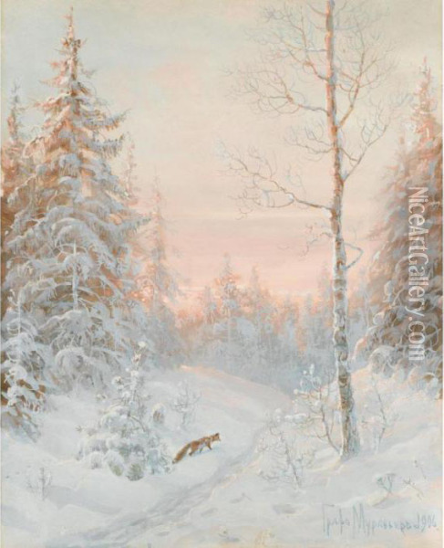 The Fox Oil Painting - Wladimir Leonidovich Murawjoff