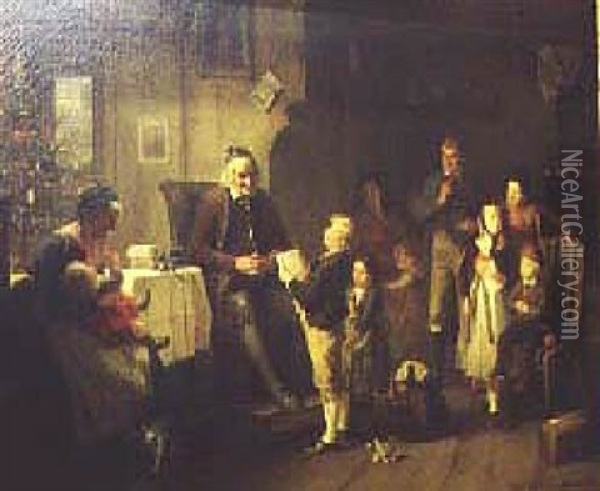 New Year's At Grandfather's Oil Painting - Friedrich Ortlieb