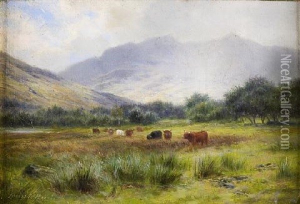 At Strathyre, Perthshire: A Passing Shower Oil Painting - Louis Bosworth Hurt