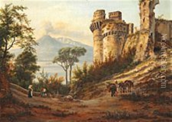 A Ruin In The Neighborhood Of Castel Mare Oil Painting - Johan Christian Dahl