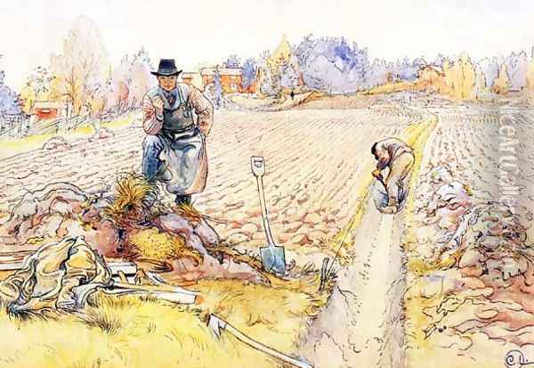 The Ditching Oil Painting - Carl Larsson