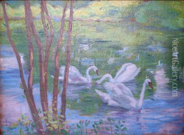Le Lac Des Cygnes Oil Painting - Raphael-Leon Leguilloux