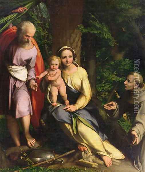 Rest on the Flight into Egypt, c.1515 Oil Painting - Antonio Allegri da Correggio