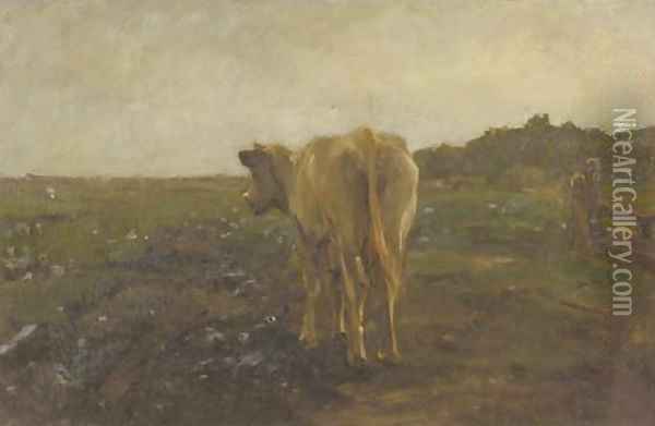 A cow in a meadow - a study Oil Painting - Anton Mauve
