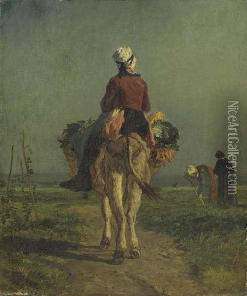 Going To Market Oil Painting - Constant Troyon