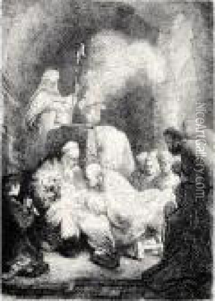The Circumcision: Small Plate (b., Holl.48; H.19; Bb.30-8) Oil Painting - Rembrandt Van Rijn