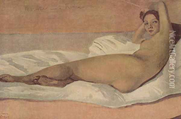Marietta (Die Römische Odaliske) Oil Painting - Jean-Baptiste-Camille Corot