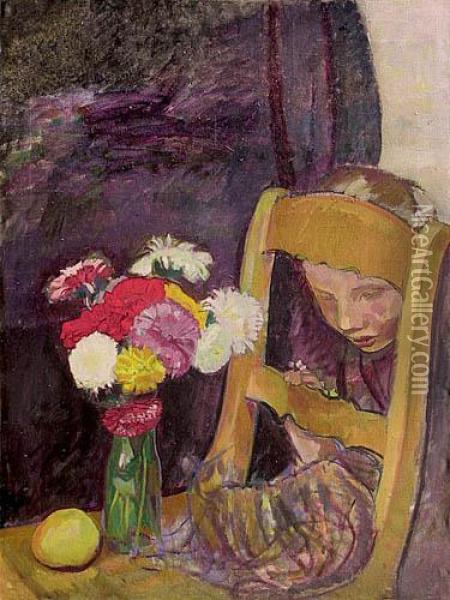 Tadzio Z Kotem, Ok. 1905 R. Oil Painting - Wojciech Weiss