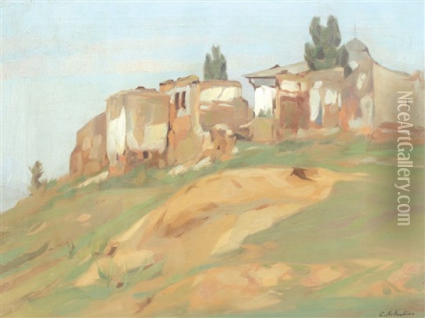 Landscape With Ruins Oil Painting - Constantin Artachino