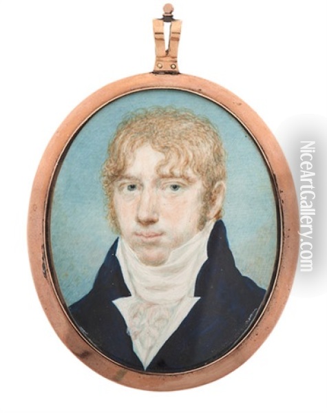 A Portrait Miniature Of A Young Man Oil Painting - Raphaelle Peale