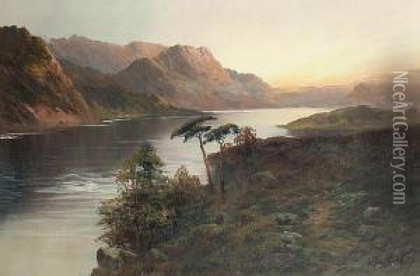 'queens View, Killiecrankie'; 'river Teith', Apair Oil Painting - W.A. Richards