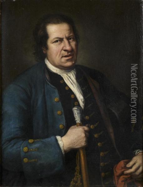 Portrait De Gentilhomme En Habit Bleu Oil Painting - Sebastiano Bombelli