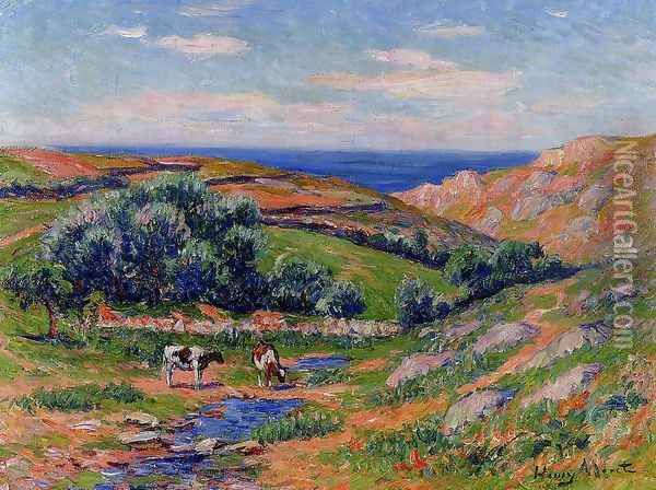A Valley in Sadaine, the Bay of Douarnenez Oil Painting - Henri Moret
