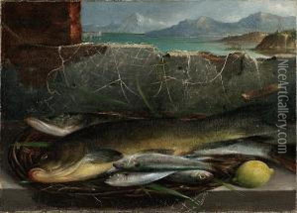 Still Life With Fish Oil Painting - Nikolaos Vokos