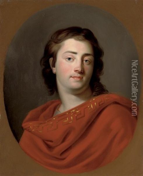 Portrait Of A Gentleman In A Red Robe Oil Painting - Anton Raphael Mengs