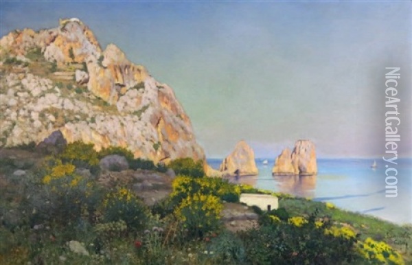 Paolucci_goffredo Sinibaldi Vue De Capri Oil Painting - Gofredo Sinibaldi