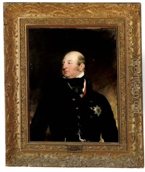 Portrait Of Frederick Augustus, Duke Of York, K.g., G.c.b. In A Black Coat, Wearing The Star Of The Garter Oil Painting - Thomas Lawrence