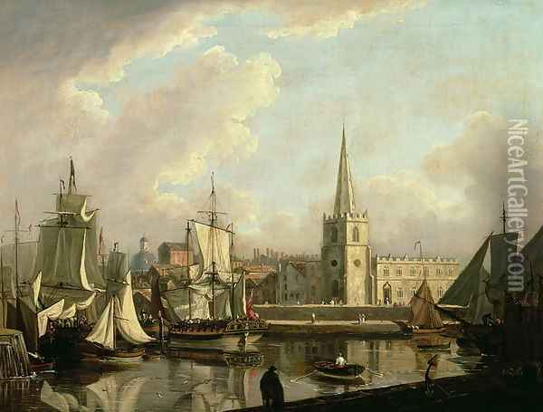 Georges Dock Basin, Liverpool, 1797 Oil Painting - John Thomas Serres