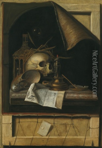 Vanitas-stillleben Oil Painting - Cornelis Norbertus Gysbrechts