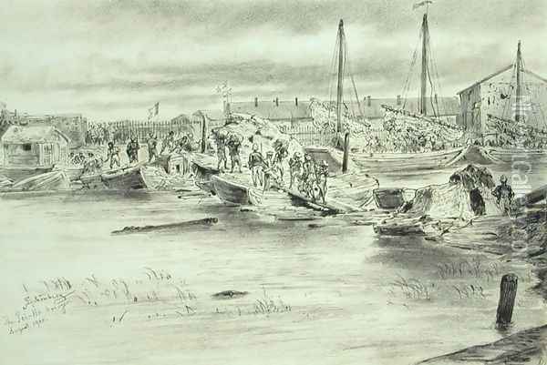 The Pei-Ho Bridge, August 1900 Oil Painting - Johann Nepomuk Schonberg