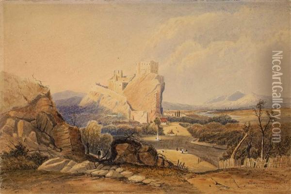 Burg Berska, Waag Thal,ungarn Oil Painting - George Edwards Hering