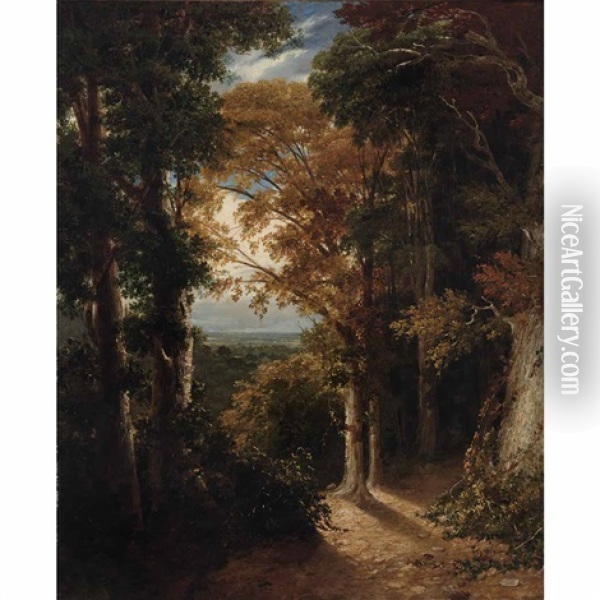 A View Of A Grove From Lord Northwick's Villa At Harrow Oil Painting - William Linton