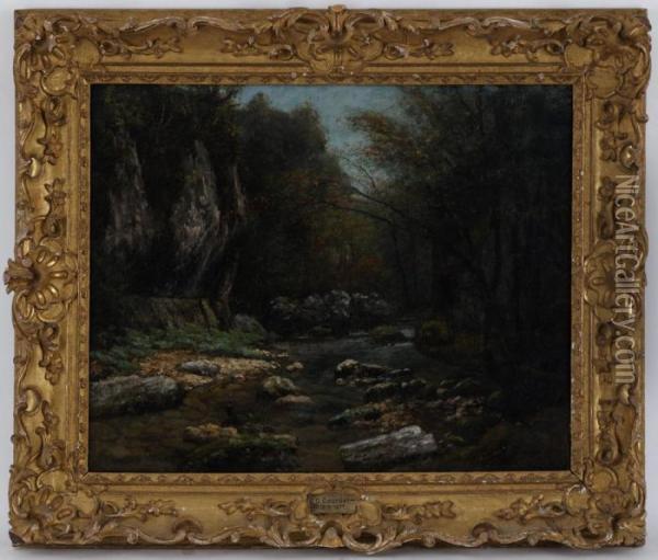 Le Ruisseau De La Breme, Pres D'ornans Au Puits-noir Oil Painting - Gustave Courbet