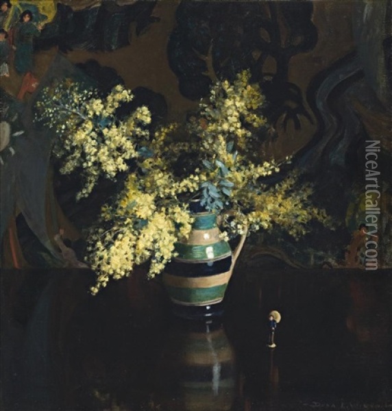 Flowers In A Pot Oil Painting - Dora Lynell A. Wilson
