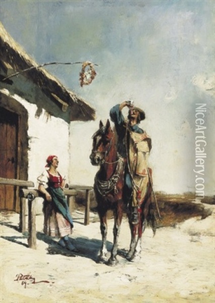 Lovas (horseman) Oil Painting - Laszlo Pataky