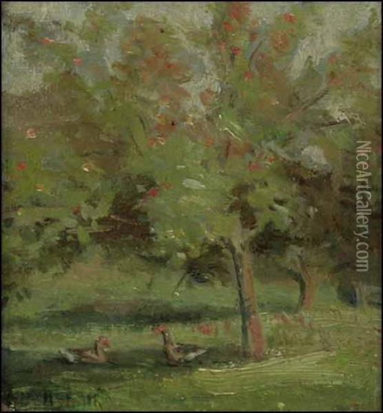 Ducks In The Park Oil Painting - Frederic Marlett Bell-Smith