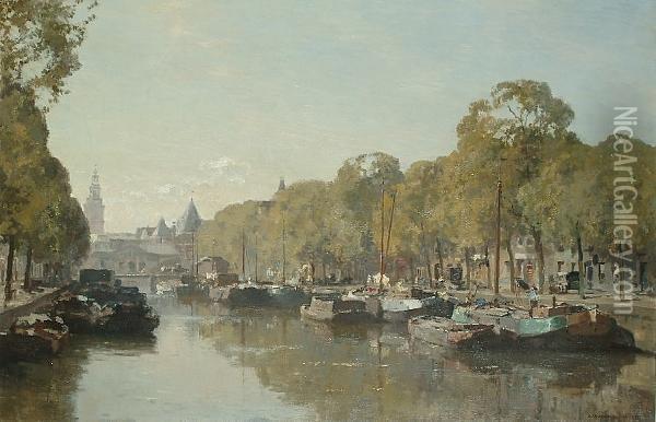Canal Scene Oil Painting - Cornelis Vreedenburgh