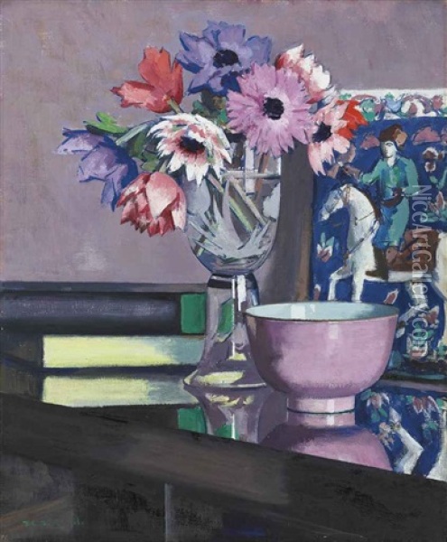 Still Life. Anemones Oil Painting - Francis Campbell Boileau Cadell