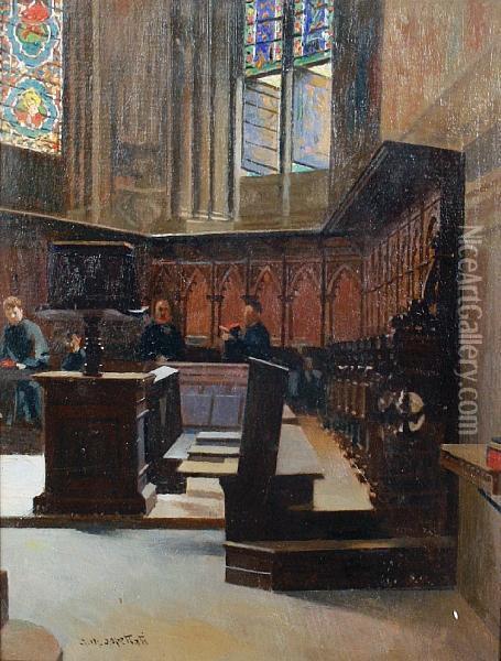 A Church Interior Oil Painting - Antonio Maria Aspettati