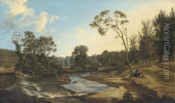 A View Of The Weir In Lucan House Demesne Oil Painting - Thomas Roberts