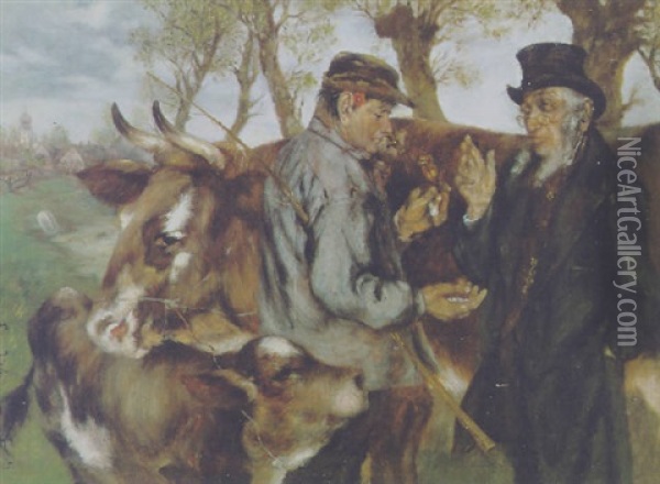 Der Kuhhandel Oil Painting - Andreas Egersdoerfer