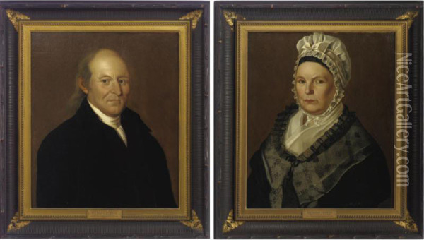 Portrait Of Captain Lazarus Ruggles And Hannah Bostwick Ruggles Of New Milford, Connecticut Oil Painting - Richard Jennys