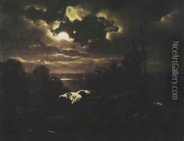 Nocturne Oil Painting - Artur Grottger