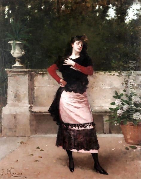 Manola (Spanish Lady) Oil Painting - Francisco Miralles Galup